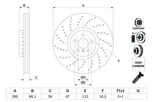 спирачен диск BOSCH 0 986 479 F64