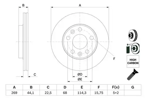 спирачен диск BOSCH 0 986 479 F65