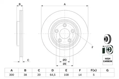 спирачен диск BOSCH 0 986 479 F67