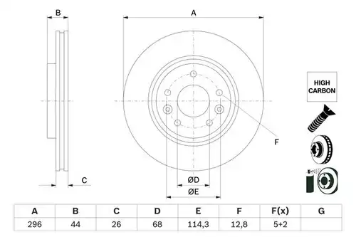 спирачен диск BOSCH 0 986 479 F71