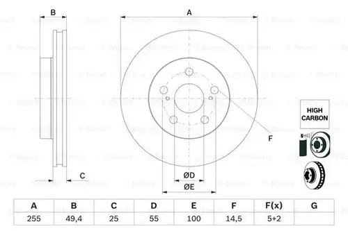 спирачен диск BOSCH 0 986 479 F72