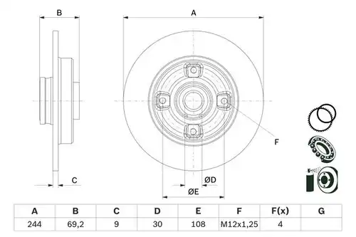 спирачен диск BOSCH 0 986 479 F74