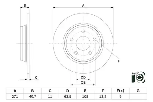 спирачен диск BOSCH 0 986 479 F78