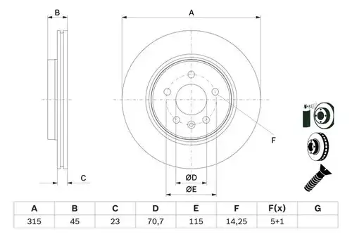 спирачен диск BOSCH 0 986 479 F85