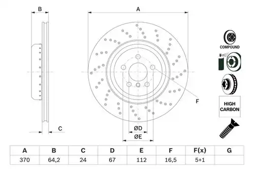 спирачен диск BOSCH 0 986 479 G13