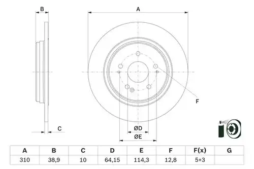 спирачен диск BOSCH 0 986 479 G18