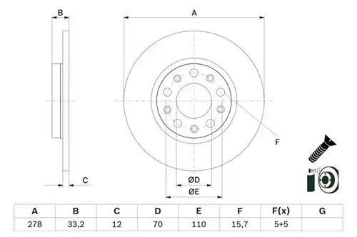 спирачен диск BOSCH 0 986 479 G21