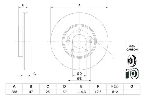 спирачен диск BOSCH 0 986 479 G24