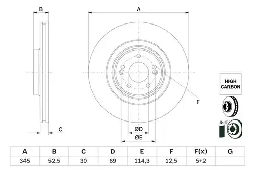 спирачен диск BOSCH 0 986 479 G26