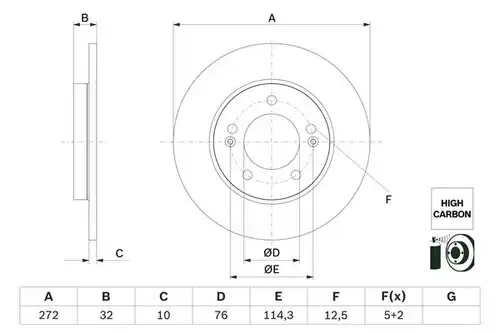 спирачен диск BOSCH 0 986 479 G30