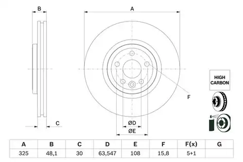 спирачен диск BOSCH 0 986 479 G32