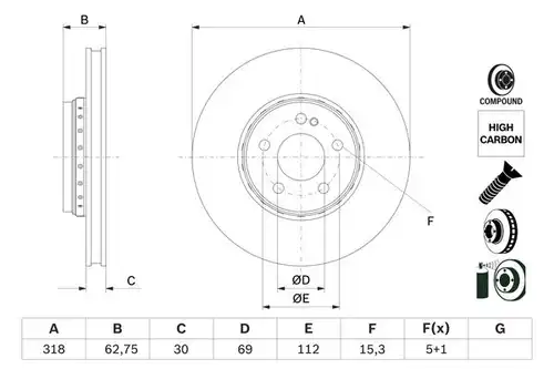 спирачен диск BOSCH 0 986 479 G34