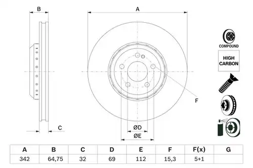 спирачен диск BOSCH 0 986 479 G35