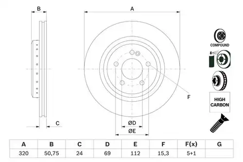 спирачен диск BOSCH 0 986 479 G36