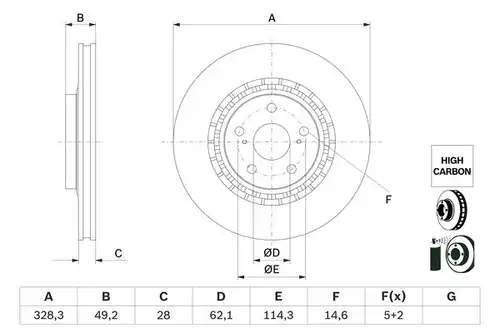 спирачен диск BOSCH 0 986 479 G63