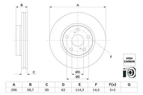 спирачен диск BOSCH 0 986 479 G67