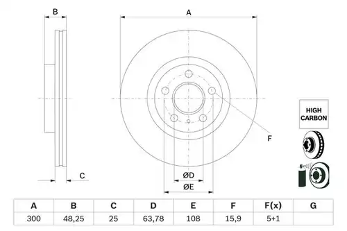 спирачен диск BOSCH 0 986 479 G68