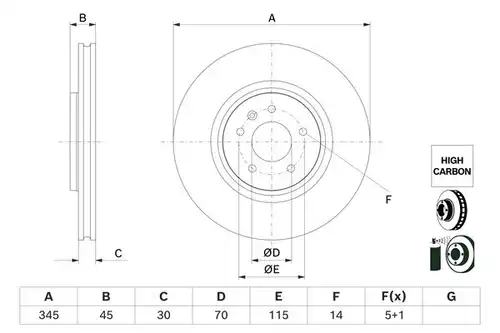 спирачен диск BOSCH 0 986 479 G69