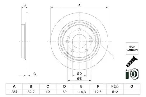 спирачен диск BOSCH 0 986 479 G77