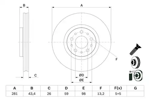 спирачен диск BOSCH 0 986 479 G82