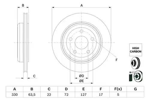 спирачен диск BOSCH 0 986 479 G84