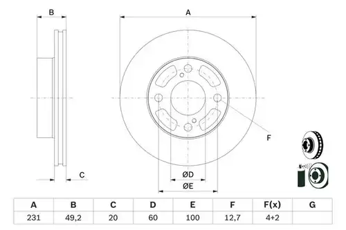 спирачен диск BOSCH 0 986 479 G91