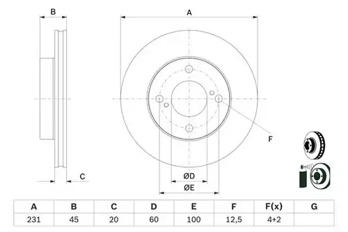 спирачен диск BOSCH 0 986 479 G92