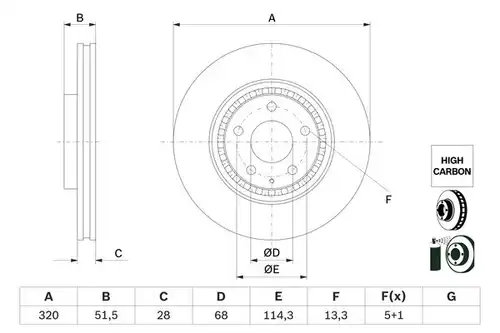 спирачен диск BOSCH 0 986 479 H02