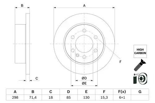 спирачен диск BOSCH 0 986 479 H06