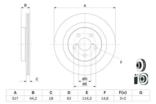 спирачен диск BOSCH 0 986 479 H19