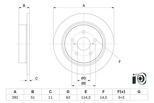 спирачен диск BOSCH 0 986 479 H27