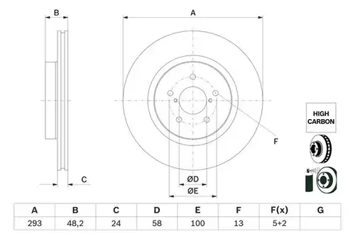 спирачен диск BOSCH 0 986 479 H28