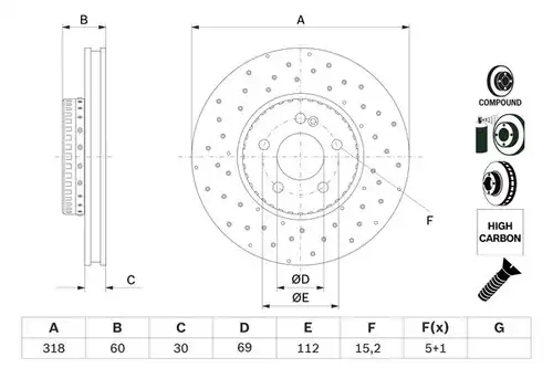 спирачен диск BOSCH 0 986 479 H37