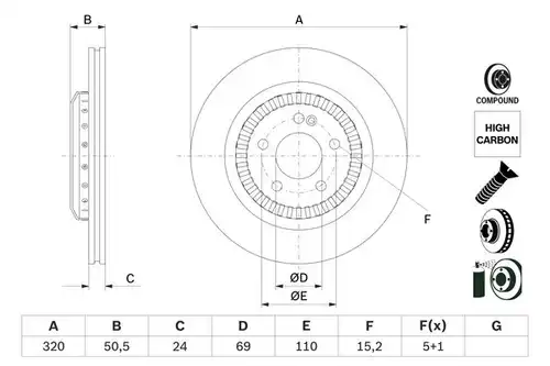 спирачен диск BOSCH 0 986 479 H39