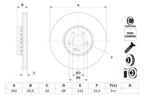 спирачен диск BOSCH 0 986 479 H41