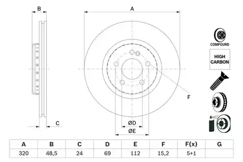 спирачен диск BOSCH 0 986 479 H43