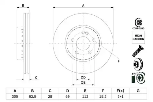 спирачен диск BOSCH 0 986 479 H46