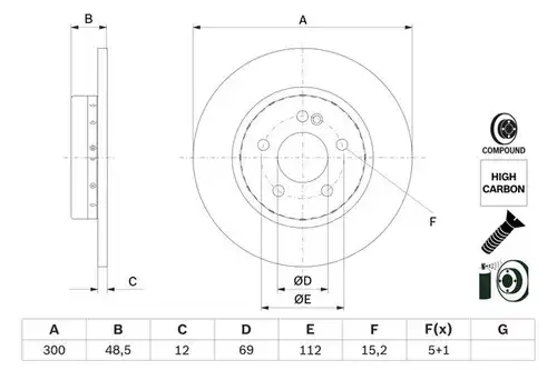 спирачен диск BOSCH 0 986 479 H49