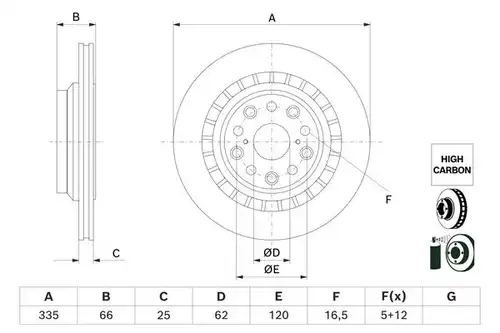 спирачен диск BOSCH 0 986 479 H64