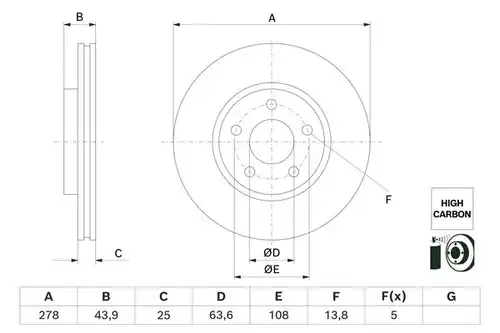 спирачен диск BOSCH 0 986 479 H66