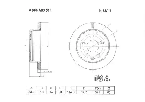 спирачен диск BOSCH 0 986 AB5 514