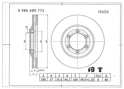 спирачен диск BOSCH 0 986 AB9 772