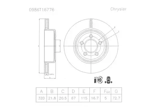 спирачен диск BOSCH 0 986 T16 776