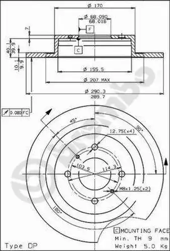 спирачен диск BRECO BS 7404