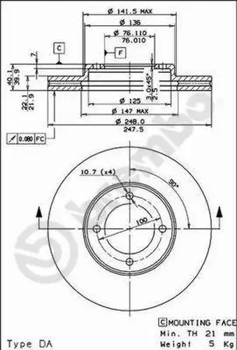 спирачен диск BRECO BS 8090