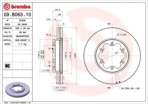 спирачен диск BRECO BS 8948