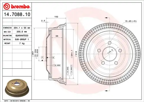 спирачен барабан BRECO BT 1155