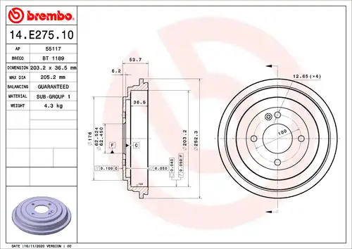 спирачен барабан BRECO BT 1189