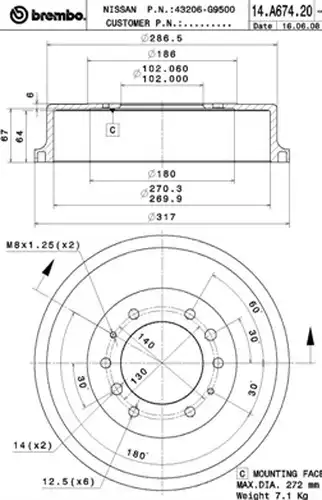 спирачен барабан BRECO BT 1673