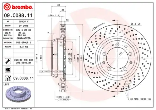 спирачен диск BRECO BV 9015